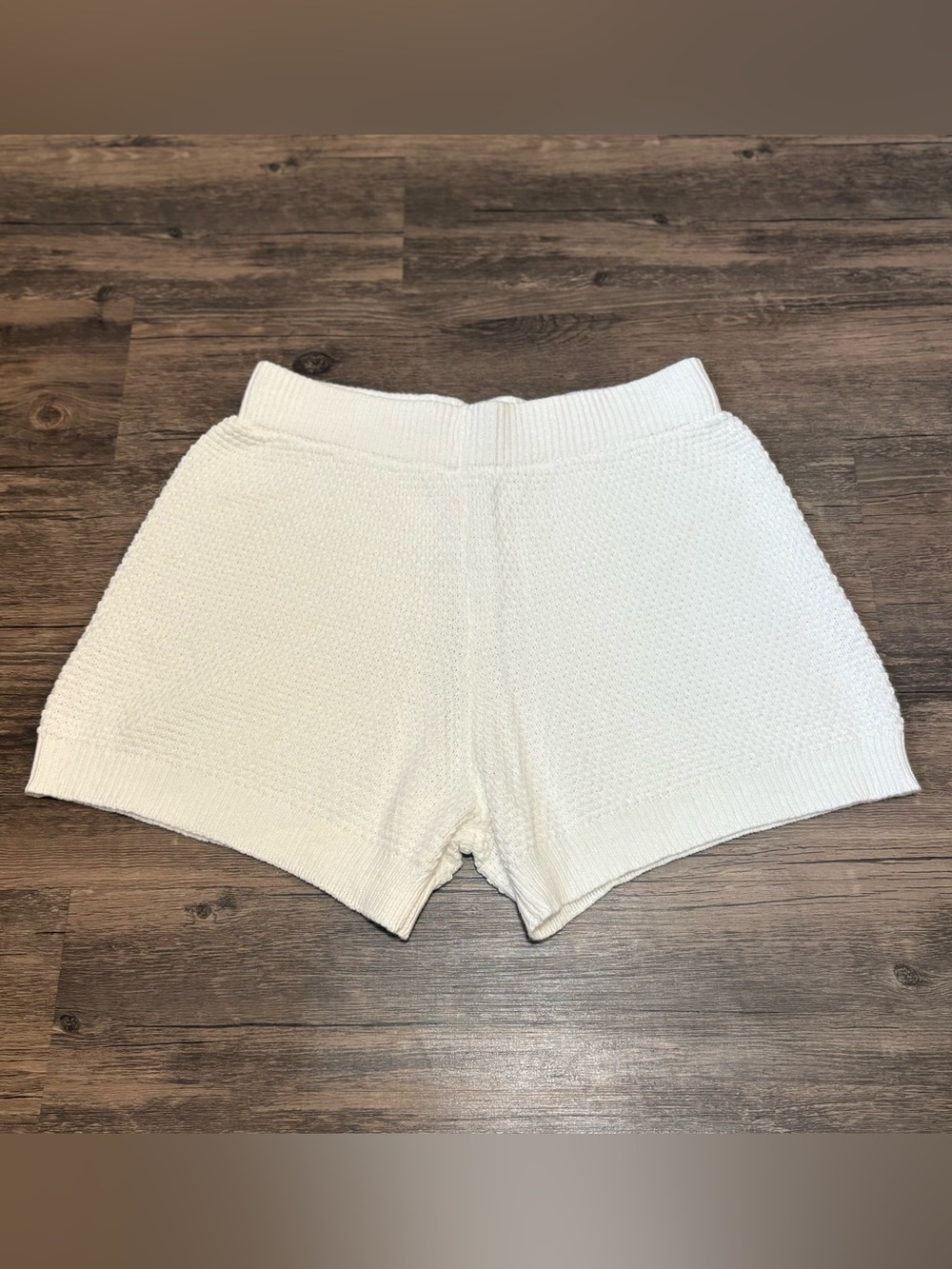 Sincerly Jules White Waffle Knit High-Waist Shorts